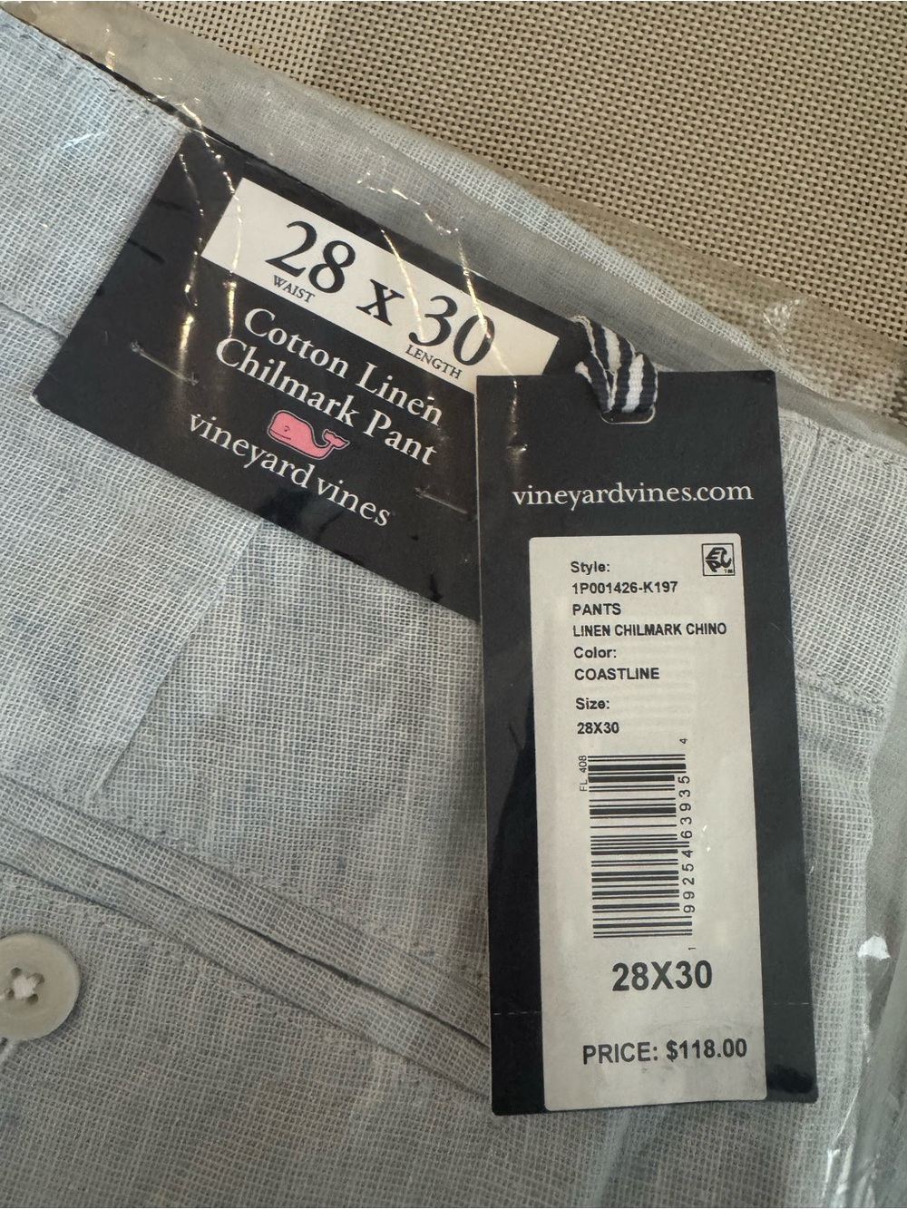 Vineyard Vines Coastline Light Blue Cotton-Linen Chilmark Pants